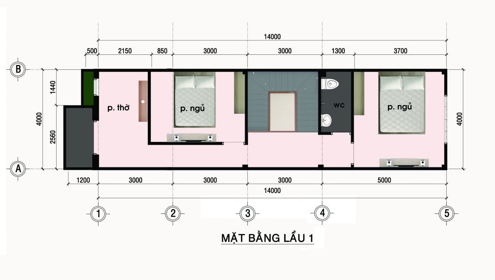 Mặt bằng tầng 1 nhà phố An Phát Luxury